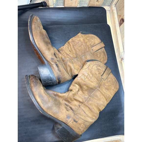 Durango Mens Tan Distressed Leather Western Cowboy Boots PullOn 9.5 EE SW542 - Picture 10 of 10